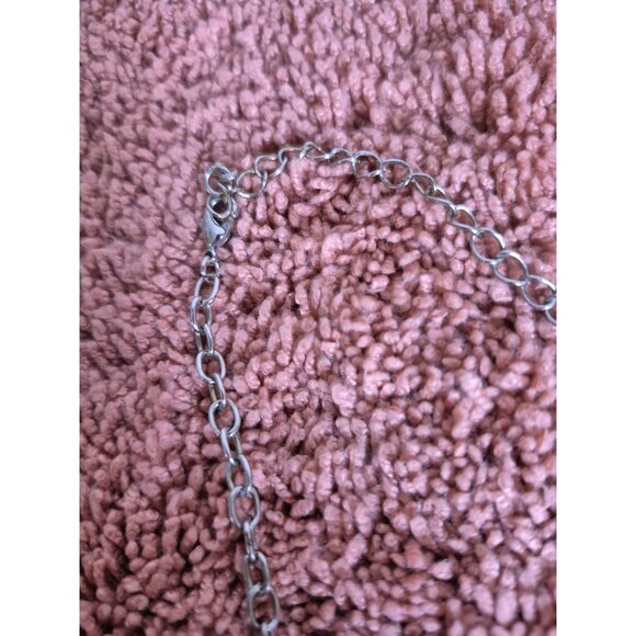 Bib Statement Necklace Retangler Blue Pendant 22" - Picture 4 of 7